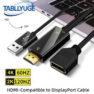 Cáp HDMI 4K 60Hz Tương Thích Với DisplayPort Có Nguồn USB Cho PC Laptop PS5 Xbox - Cáp Chuyển Đổi HDMI Tương Thích Với DP