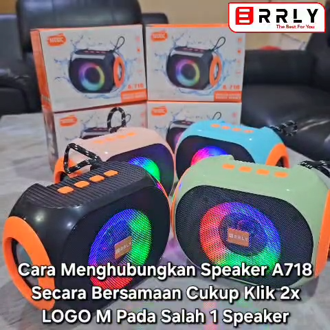ERRLY A718 Speaker Bluetooth Portable LED Disco RGB Speker Wireless TWS ...