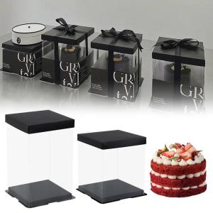 20/28cm Transparent Cake Box Artificial Rose Foam Bear Packaging Box Valentines Day Flower Gifts Wedding Birthday Party Decor