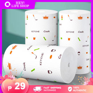 50pcs Per Roll Thickened Disposable Kitchen Tissue Kitchen Cleaning Cloths Wet and Dry Dual Use Household Tissue Reusable Kitchen Oil Absorbent Paper Washable Dish Cloth Dish Towel