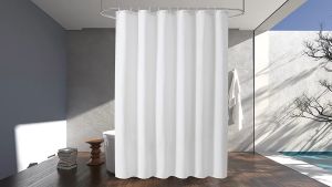 220x200cm Bathroom Waterproof Shower Curtain Makapal Black White Gray Blue Beige Brown Thick Waffle Waterproof Shower Curtain With 12 Hooks