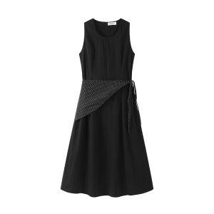 Stunning White Sleeveless Womens Dress Summer New Korean Design Waist Cinching Slimming Long Skirt High Waist A-Line Dress