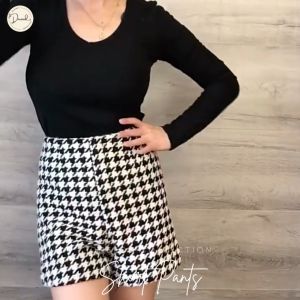 Dneeds - Houndstooth Korean Short Pants Celana Pendek Wanita