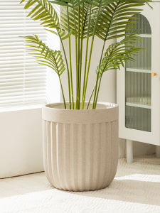 Large Flower Pot Large Cement Magnesium Clay Flowerpot Accessible Luxury Fancy Black Large Diameter Flowerpot For Home Bird of Paradise Flowerpot