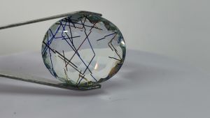 Natural Black White Brazil Rutile Quartz 58.0 Cts. Cushion Cut Eye Clean Grade AAA+ Loose Gemstone