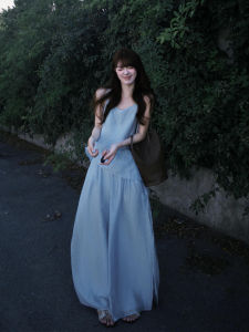 PEIZIXUAN | High Intellect Style Blue Strap Dress Suite