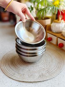 หนาขึ้น 18-10 ชามซุปสแตนเลสสำหรับผู้ใหญ่ ชามก๋วยเตี๋ยว สองชั้น ทนความร้อน ป้องกันน้ำร้อนลวก ใช้ในบ้าน สไตล์จีน 12 ซม