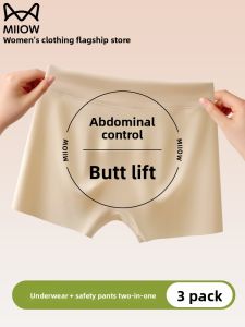 Miiow | MiiOW Cat Woman Seamless Safety Pants High Waist Ice Silk Thin Briefs Anti-Light Bottom Shorts Cool Feeling Underwear For Women