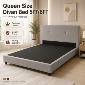 Familystar2u Queen Size Divan Bed 5FT/6FT Fabric Melamine Board Designer Choice Quality Form Strong Support 1919