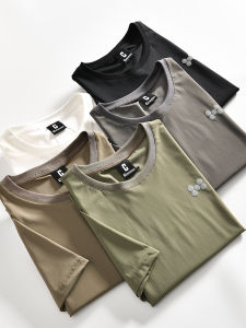 เสื้อยืดแขนสั้นผู้ชาย ทรงหลวม ระบายอากาศได้ดี แห้งเร็ว พิมพ์ลายสะท้อนแสง 3 มิติ ลายทาง เสื้อผ้าทำงานฤดูร้อน