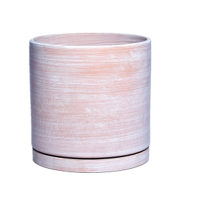 Cylindrical Ceramic Flower Pot Roman Red Clay Potted Plant with Tray Succulent Mud Tile Pottery Breathable Green Plant Pot