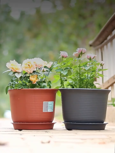 กระถางญาญ่า กระถางต้นไม้ มินิมอล พร้อมถาด สไตล์นอร์ดิก กระถางดอกไม้พลาสติก ทนทาน การตกแต่งระเบียง ข้นขึ้น