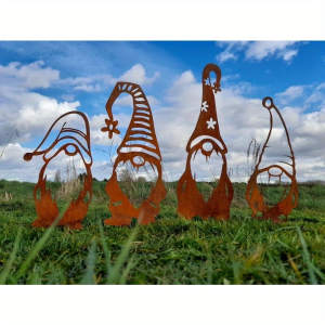 Đồ Trang Trí Ngoài Trời Bằng Sắt Thủ Công Cổ Điển Miniature Metal Dwarf Statue Rustic Garden Decorative Ground Plug