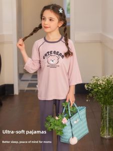 Miiow | Cat Person Childrens Summer Sleepwear Girls Loose Thin Breathable Outdoor Wear Home Clothes Set New Style 2025 Comfortable Pajamas