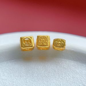 925 Silver Plated Gold Accessories Engraved Vajra Spacer Beads Large Hole DIY Braiding Rope Fashion Jewelry Accessories