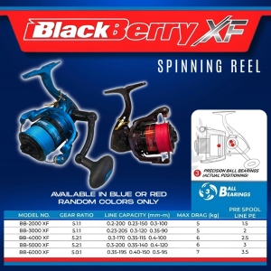 Pioneer Black Berry XF Spinning Reel 2000 3000 4000 5000 6000 Series with Free Braid Line