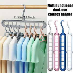Plastic Multifunctional Hangers Heavy Duty Space Saving 9 Holes Clothes Organizer for Bedroom Cabinet Wardrobe Home Storage Use