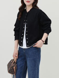 Round Neck Baseball Jacket Short Blouse