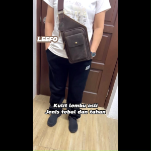 Ready Stock!! LEEFO Anti Theft Genuine Cow Leather Vintage Men Chest Bag Crazy Horse Leather