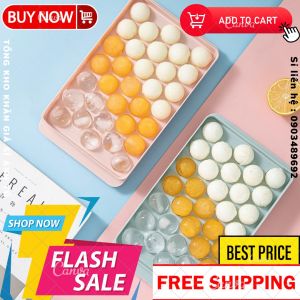 Khay đá bi tròn tủ lạnh 33 viên có nắp đậy Việt Nhật (6978) Khuôn làm thạch hoa quả