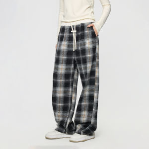 Turn Signal | Warm Thick Plaid Womens Casual Wide Leg Pants
