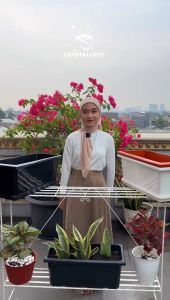 pot bunga tanaman persegi panjang Grace 50 hitam - PANJANG 50 GRACE