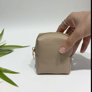 Mini Square Pebbled Leather Coinpurse Wallet Mini Pouch