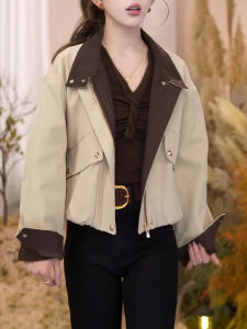 Shalldoer | Simplistic Khaki Short Casual Jacket Autumn