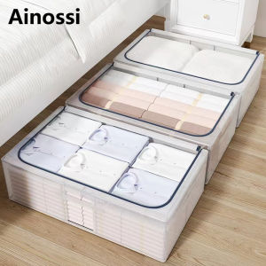 Ainossi Oversize PVC Folding clothing storage box Storage box under the bed with Zipper household goods storage cabinet transparent  Storage bedroom clothing storage box
