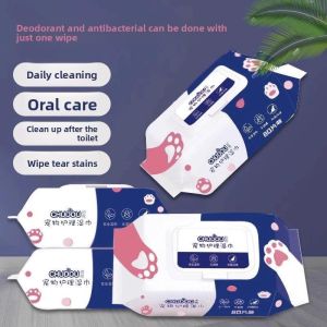 MONLEYTA | Pet Wet Wipes Dog Cat Special Dry Cleaning Butt Wipes Tear Stain Cleaning Supplies No Rinse Butt Wipes Pet Care Products