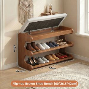 MINGZHIYIFAN | Luxurious High-end Soft Padded Bench Shoe Rack