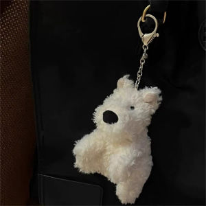Cute Mini Plush Dog Doll Bag Charm West Highland Terrier Keychain Student Bookbag Pendant Soft Toy Accessory