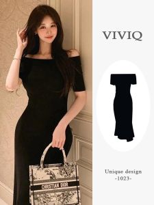 Váy Dài Chữ a Một Bên Vai Kiểu Pháp Cao Cấp Cho Nữ Mùa Hè Mới Nhẹ Ôm Vừa Vặn Thon Gọn Váy Đuôi Cá Dài