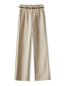 กางเกงขายาวทรงตรงผ้าขนสัตว์หรูหราสำหรับผู้หญิง ฤดูใบไม้ผลิและฤดูใบไม้ร่วง กางเกงขายาวทรงหลวมแบบใหม่ ทรงหลวม กางเกงขายาวทรงตรง กางเกงขายาวทรงหลวม