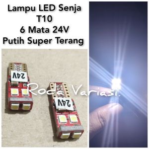 Lampu Senja Led T10 Bus Dan Truck 24 Volt 6 Mata Putih Super Terang