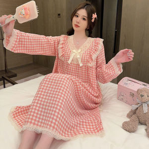 plus Size Pure Cotton Sleepwear Home Clothes Loose Womens Style Large 200 Pounds Spring Autumn Seasonal Comfortable Nightgown