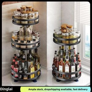 Rotating and Multifunctional Spices Rack for Countertop Use