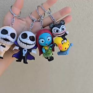 The Nightmare Before Christmas Jack Skellington Sally Keychain Action Figures Keyring PVC Key Chain Pendant Christmas Gift