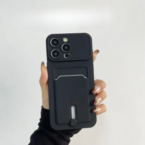 Push Card Bag Slot Holder Wallet Phone Case for IPhone Air 17 16 15 Plus 14 13 12 11 Pro Max XS Shockproof Soft Silicone Cover