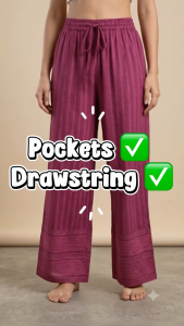 JEEL Chikan Palazzo - With Pockets & Drawstring & Elastic waistband | Embroidery Bottoms |