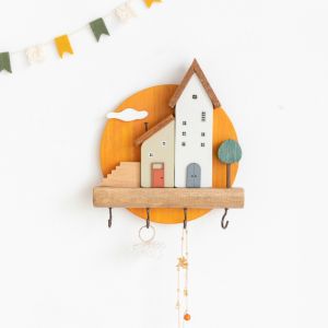 Cute Wooden Key Hook Wall Decorative Storage Organizer Shelf Jewelry Hat Clothes Towel Small Items Home Room Decor Birthday Gift