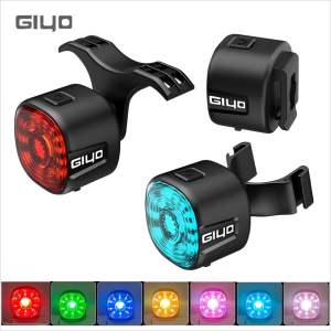 Giyo | Tail Light for MTB/Road Bike IP66 Waterproof Smart with Auto Brake Sensing / Non-Smart Option LED Rear Lamp with RGB Light