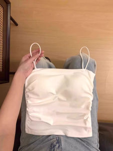 Áo Ba Lỗ Đeo Chéo Màu Trắng Thanh Lịch Có Đệm Ngực Cho Nữ Mùa Hè Áo Lót Bên Trong Và Ngoài Trời Độc Đáo Tinh Tế Đẹp