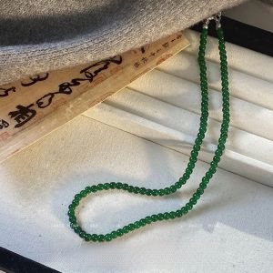 สร้อยคอพร้อมลูกปัดมัลเบอร์รี่สีเขียวใหม่สไตล์จีน เครื่องประดับแฟชั่นสำหรับผู้หญิง โซ่กระดูกไหปลาร้า โซ่คอแบบติดกระดูกไหปลาร้า