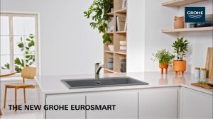 GROHE Eurosmart Single-Lever Sink Mixer | Pull-Out Dual Spray | GROHE ZERO Lead & Nickel Free | Low Spout | 30305001 | Kitchen Tap