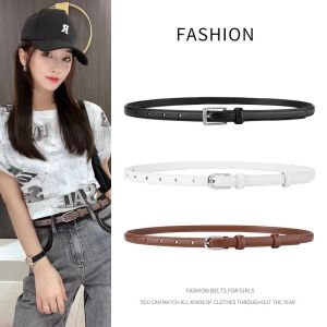 Fashionable Simple Match All Leather Thin Belt Ladies Skirt Korean Version Decorative Black Red White Calfskin Small Belt