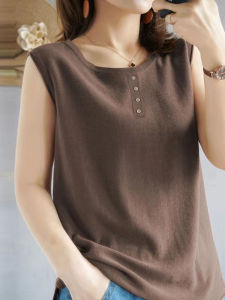 Summer New Pure Cotton Vest Womens Versatile Base Shirt Loose Outerwear Sleeveless T-shirt plus Size Strap Top Women