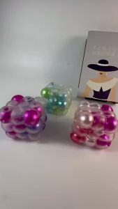 Novelty Stress Relief Toy Creative Pearlescent Ball Cube Cute Squeeze Fidget Toy for Party Bag Fillers Kids Prize Gift