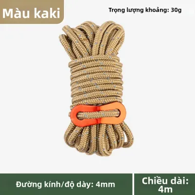 Dây Lều Phản Quang Chống Gió Dày 4mm Có Thể Điều Chỉnh Dài 4m Dây Kéo Cố Định Cột Mái Che Cho Các Hoạt Động Cắm Trại Ngoài Trời Chất Liệu Polyester
