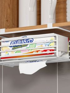 Kitchen Tissue Holder down Hanging Paper Towel Rack No Drilling Required Cabinet Wet Wipes Storage Rack Household Organizer